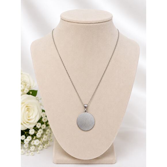 Other Jewelry - Silver Round Disc Pendant Necklace Minimalist Stainless Steel Women Jewelry